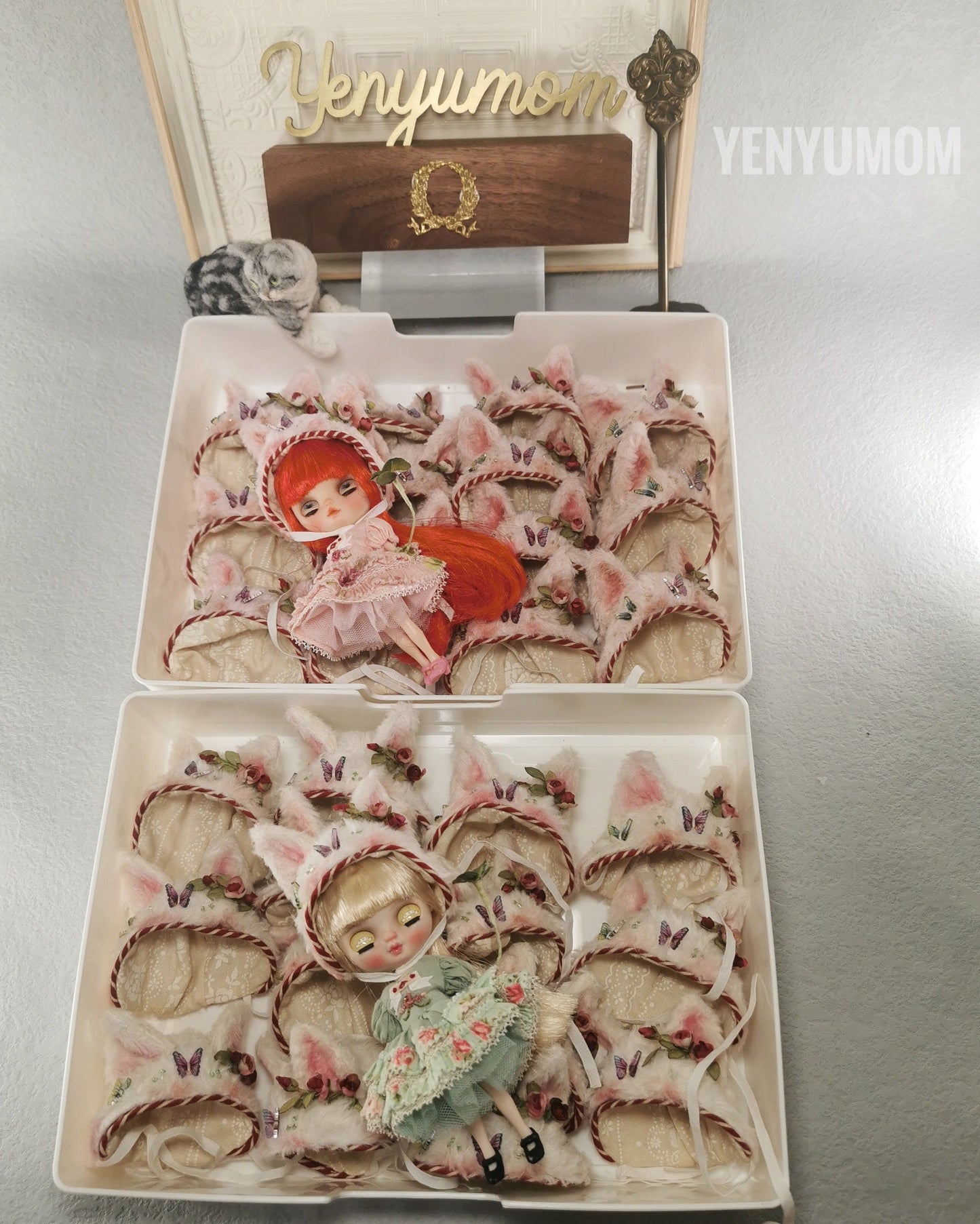 【Yenyumom】Clover Kitty Green Dress Set / Petite Blythe - 紀物書館+JiWu Bookstore