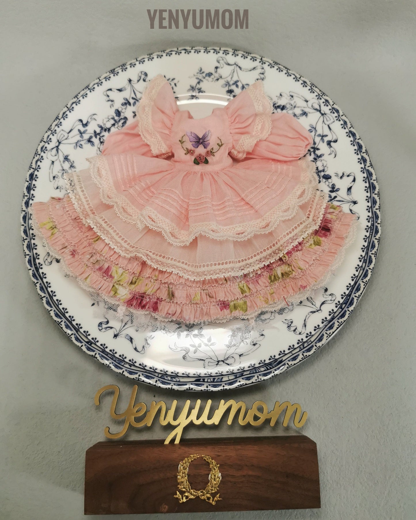 【Yenyumom】Butterfly Embroidery Dress Pink Set / Neo Blythe momoko OB24 - 紀物書館+JiWu Bookstore