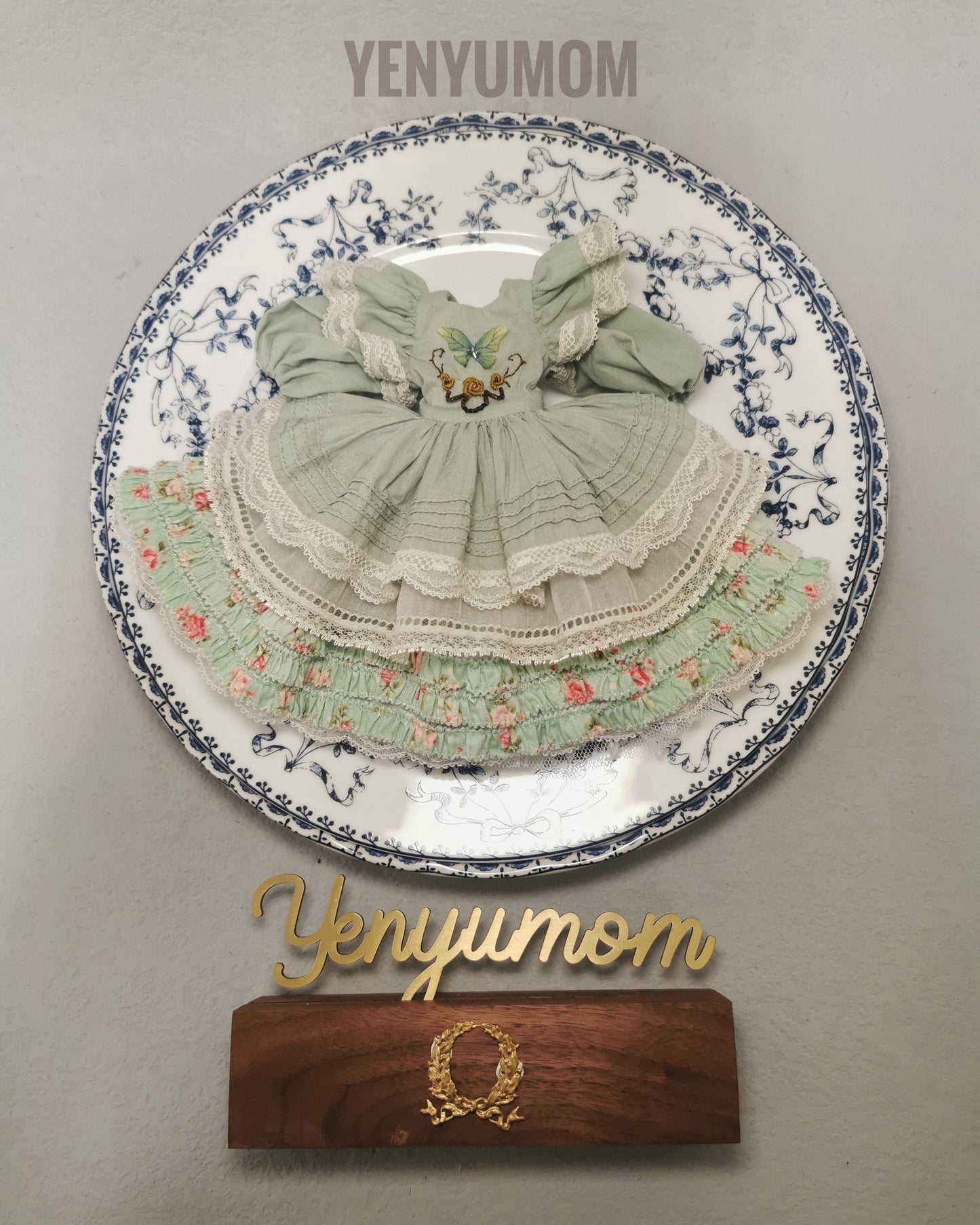 【Yenyumom】Butterfly Embroidery Dress Green Set / Neo Blythe momoko OB24 - 紀物書館+JiWu Bookstore