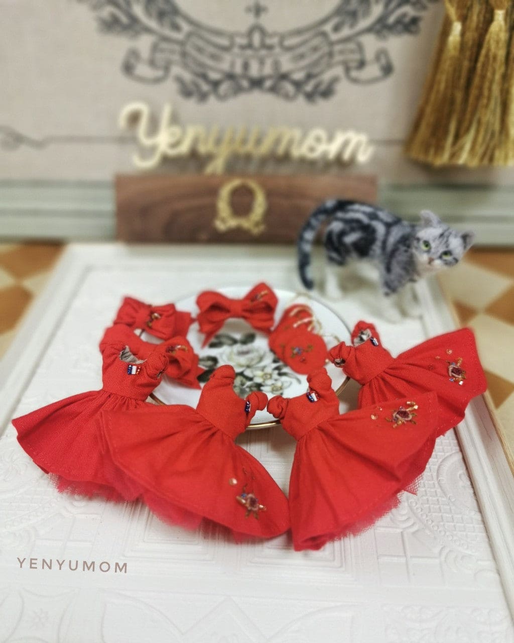 【Yenyumom】Red Embroidery Dress Set / Petite Blythe - 紀物書館+JiWu Bookstore