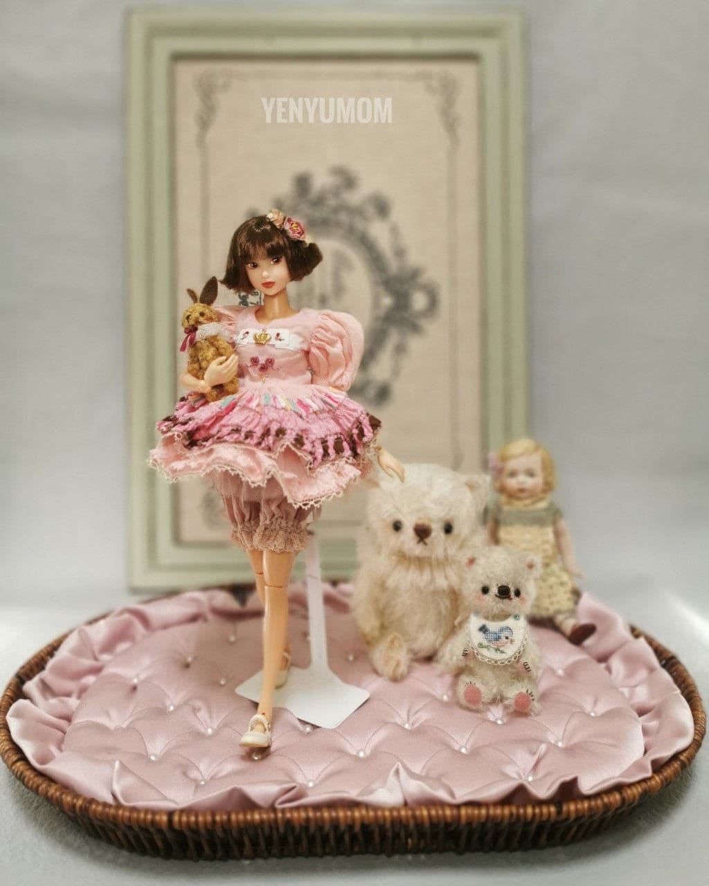 【Yenyumom】Clover Kitty Embroidery Dress Set / Neo Blythe momoko doll OB24 Licca - 紀物書館+JiWu Bookstore