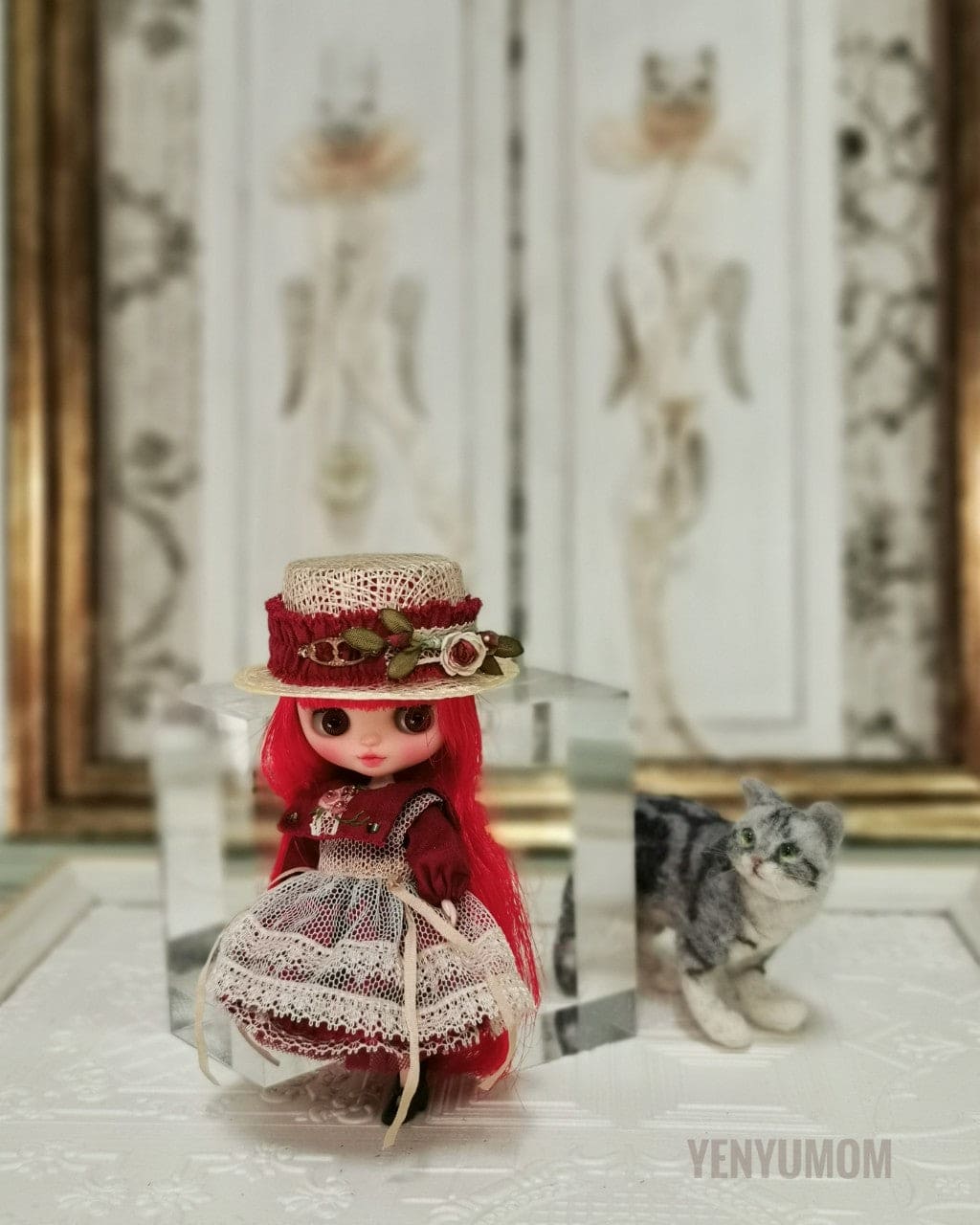 【Yenyumom】Straw Hat Embroidery Dress Set / Petite Blythe