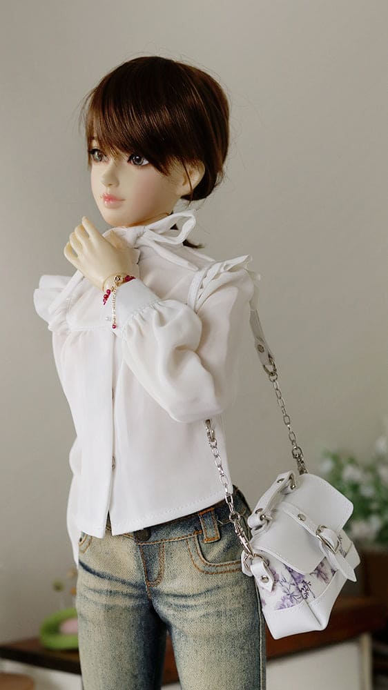 【1PinFun】ショルダーバッグ パープルホワイトフラワー/BJD 3点 SD DD OB50 AZONE AZO2 AngelPhilia