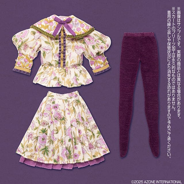 【AZONE】BonBons 復古花卉襯衫裙子套裝 2 款 預購 / Blythe Pureneemo OB22 ruruko