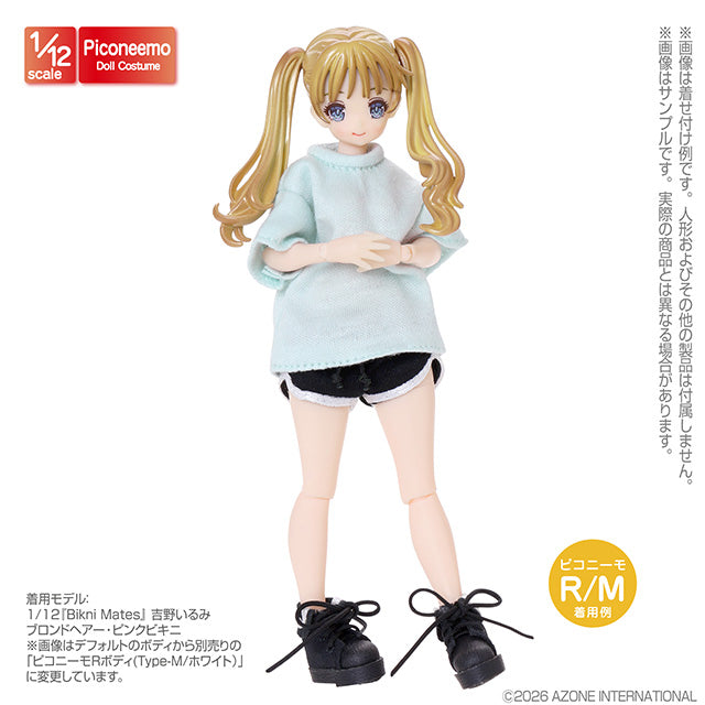 【AZONE】1/12 寬版 T-shirt ~Plain~ 多色 / OB11 SugarCups 黏土人