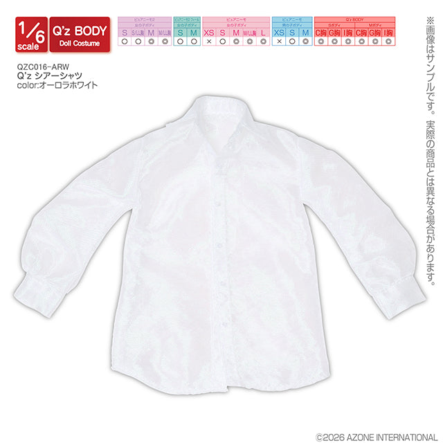 【AZONE】Q'z 透明襯衫 / Pureneemo ruruko OB24 藍豆豆