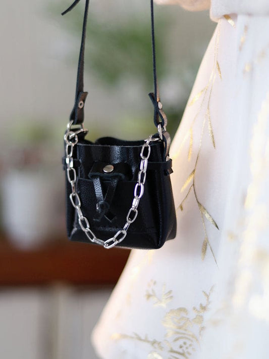 【1PinFun】束口小肩包 黑色 / 1/3 1/4 Dollfie Dream MDD AZO2 AngelPhilia - 紀物書館+JiWu Bookstore