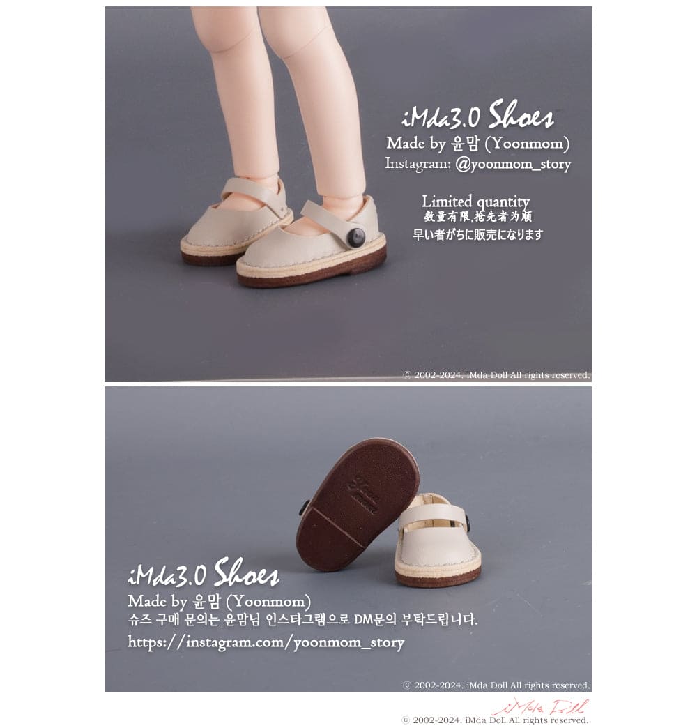 【Yoonmom】White Mary Jane leather shoes pre-order/iMda 3.0 BJD 6 points