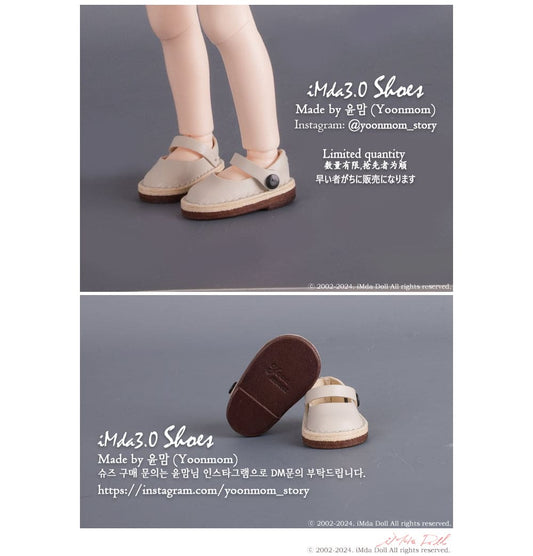 【Yoonmom】White Mary Jane leather shoes pre-order/iMda 3.0 BJD 6 points