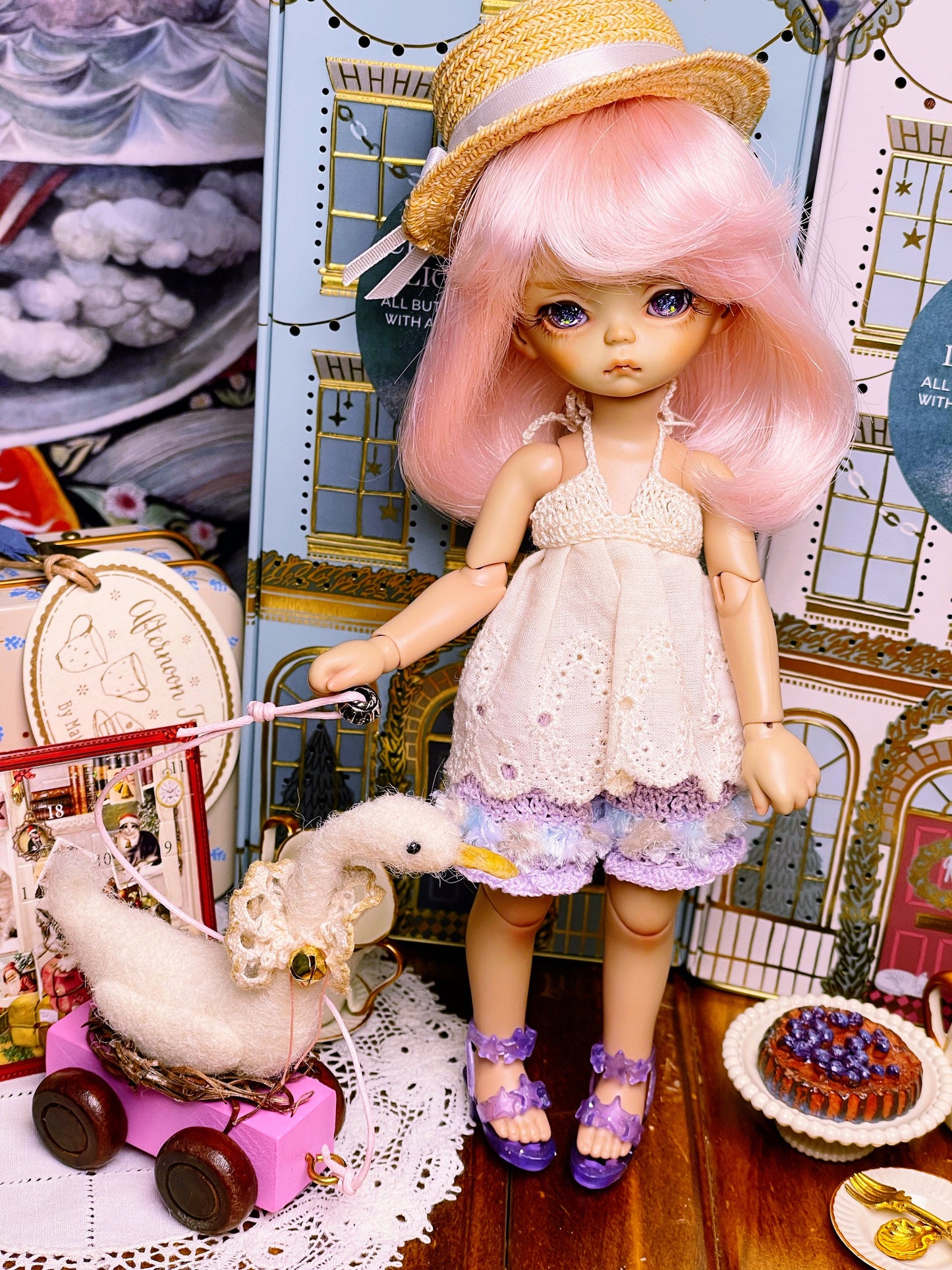 【Dear My Lady】半樹脂閃眼 紫星雲 / 8mm BJD Cocoriang OBITSU