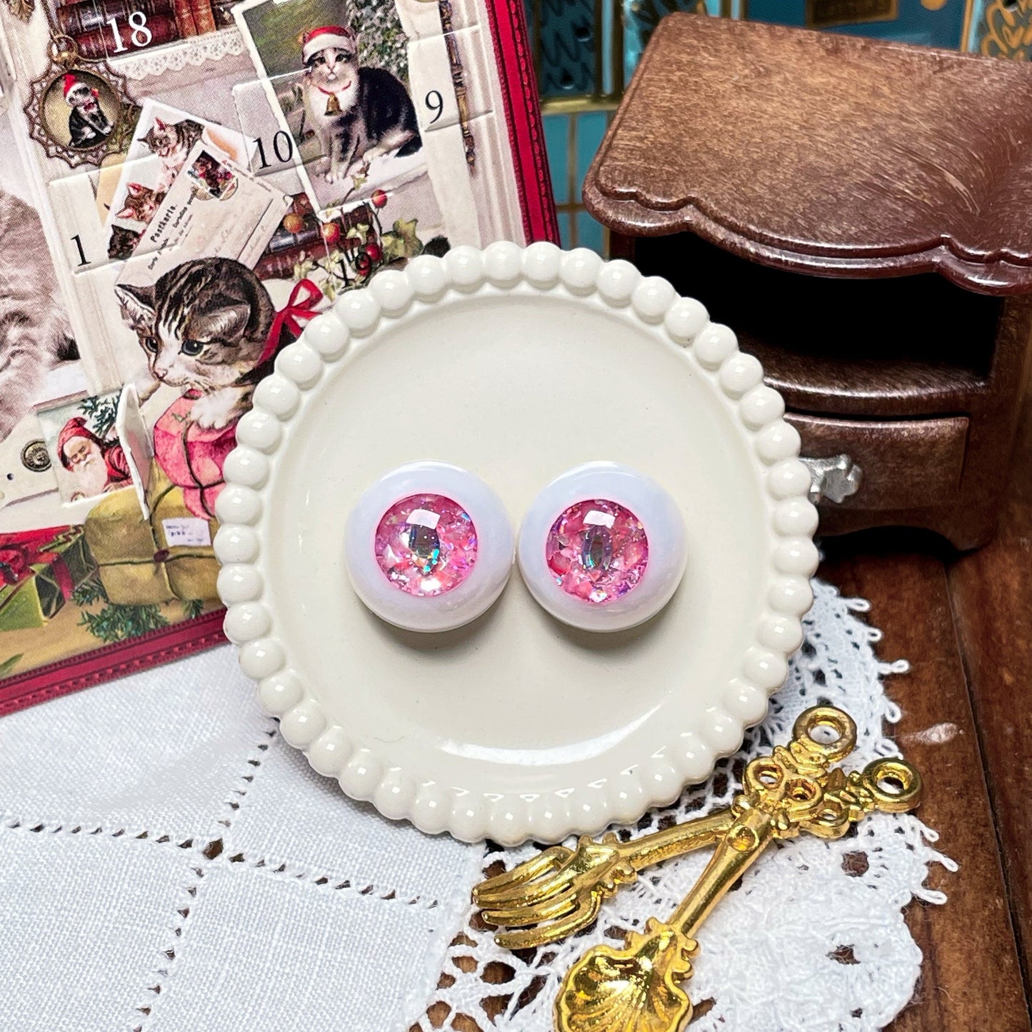 【Dear My Lady】Semi-resin glittering rose champagne cat pupils/12mm BJD Cocoriang OBITSU OB11