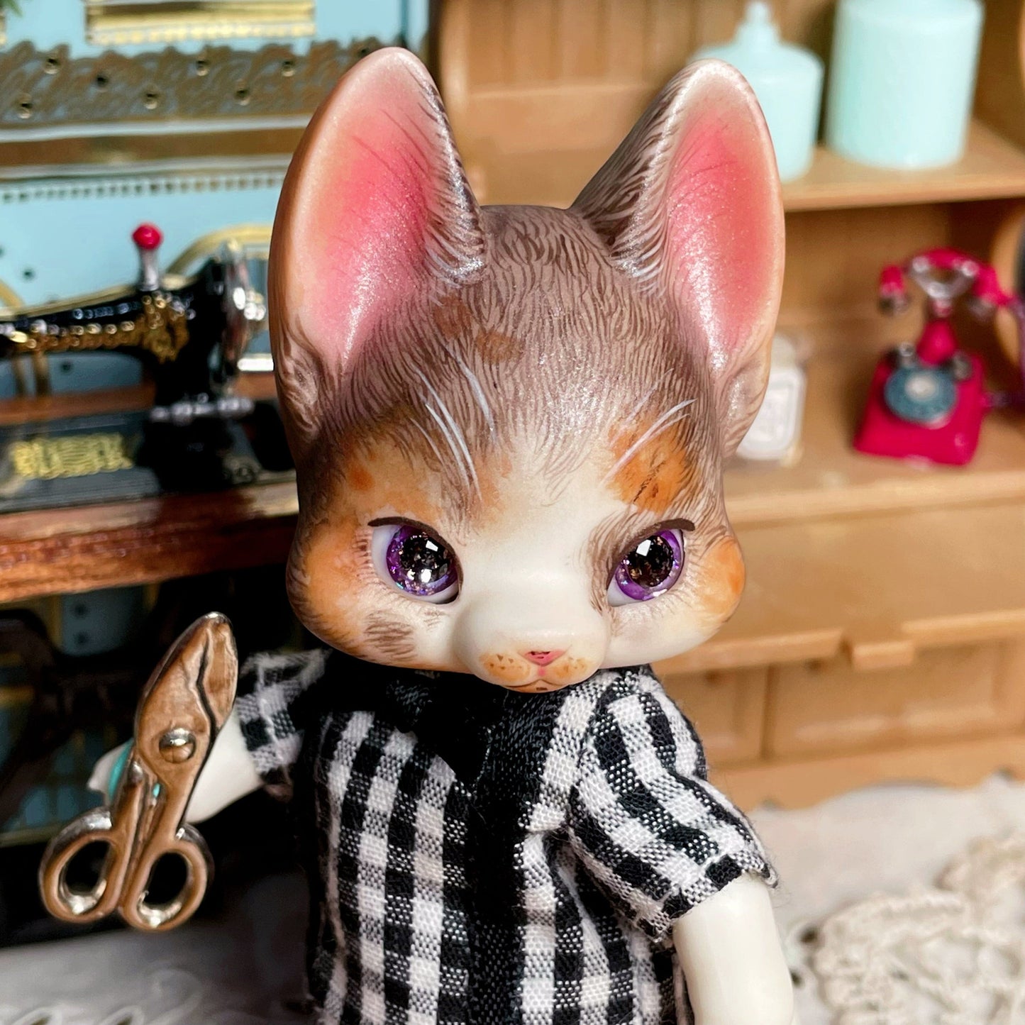 【Dear My Lady】Semi-resin glittering lime purple black pupils/8mm BJD Cocoriang OBITSU