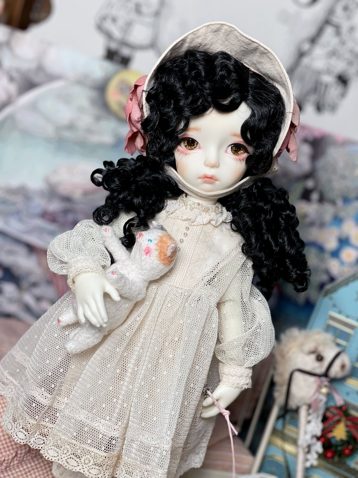 【Dear My Lady】半樹脂閃眼 金色香檳 霧金瞳 / 14mm BJD 3分 4分 6分