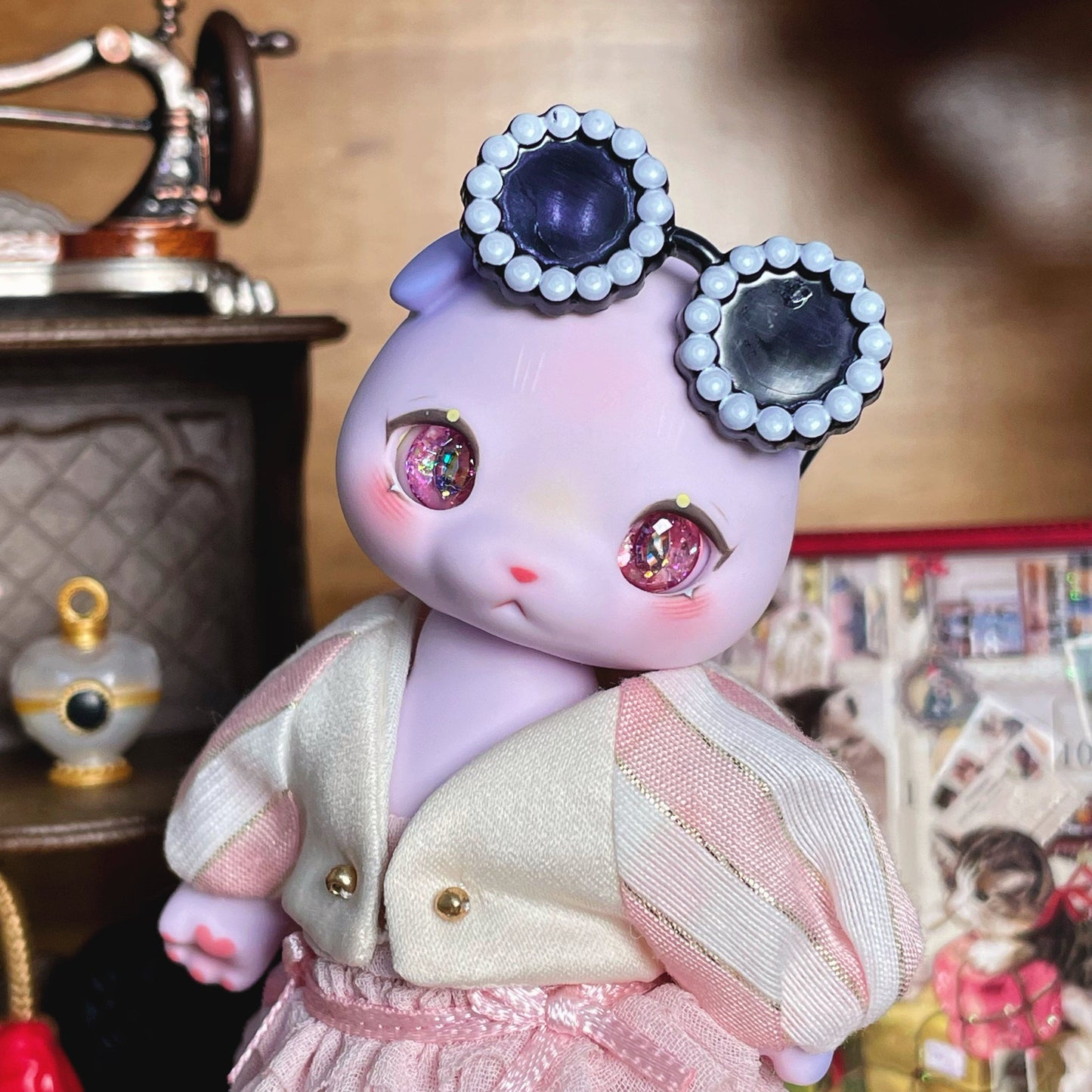 【Dear My Lady】Semi-resin glittering rose champagne cat pupils/10mm BJD Cocoriang OBITSU OB11