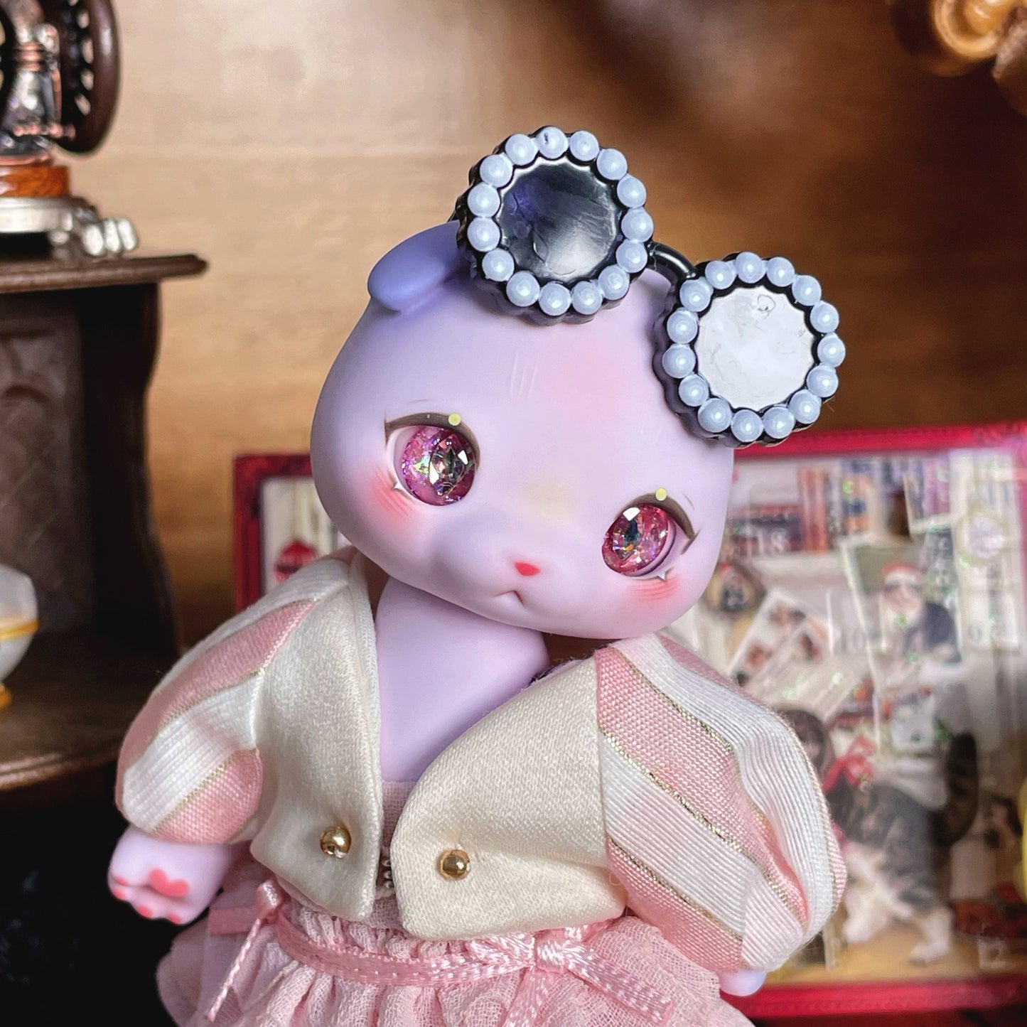 【Dear My Lady】Semi-resin glittering rose champagne cat pupils/10mm BJD Cocoriang OBITSU OB11