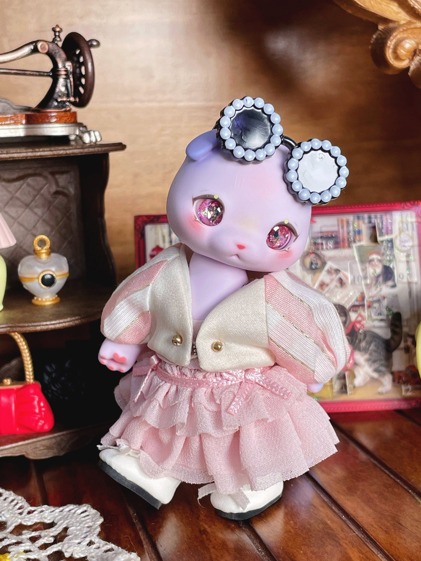 【Dear My Lady】Semi-resin glittering rose champagne cat pupils/10mm BJD Cocoriang OBITSU OB11