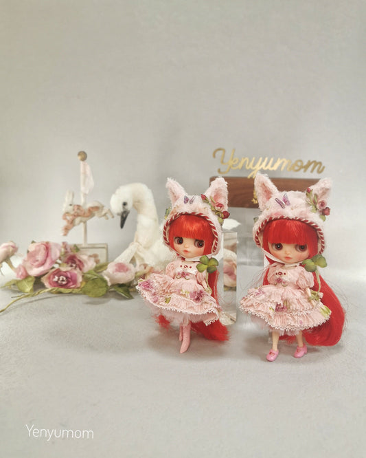 【Yenyumom】Clover Kitty Pink Dress Set / Petite Blythe