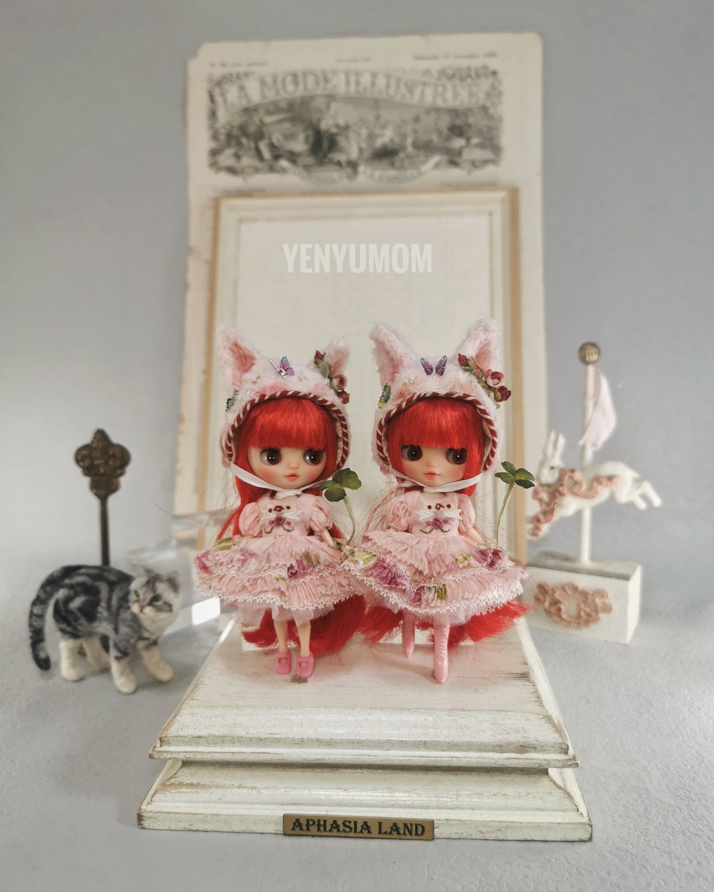 【Yenyumom】Clover Kitty Pink Dress Set / Petite Blythe