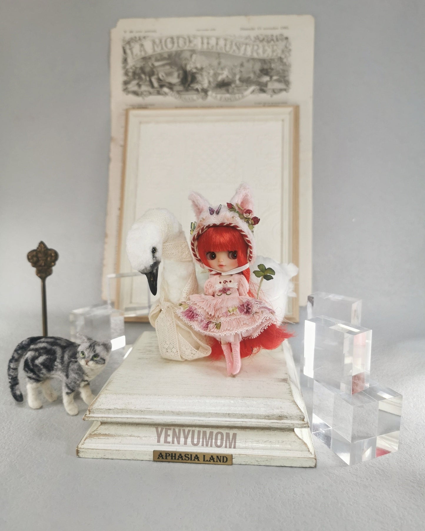 【Yenyumom】Clover Kitty Pink Dress Set / Petite Blythe