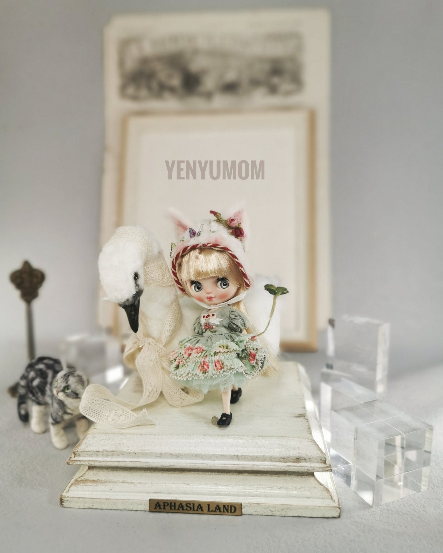 【Yenyumom】Clover Kitty Green Dress Set / Petite Blythe