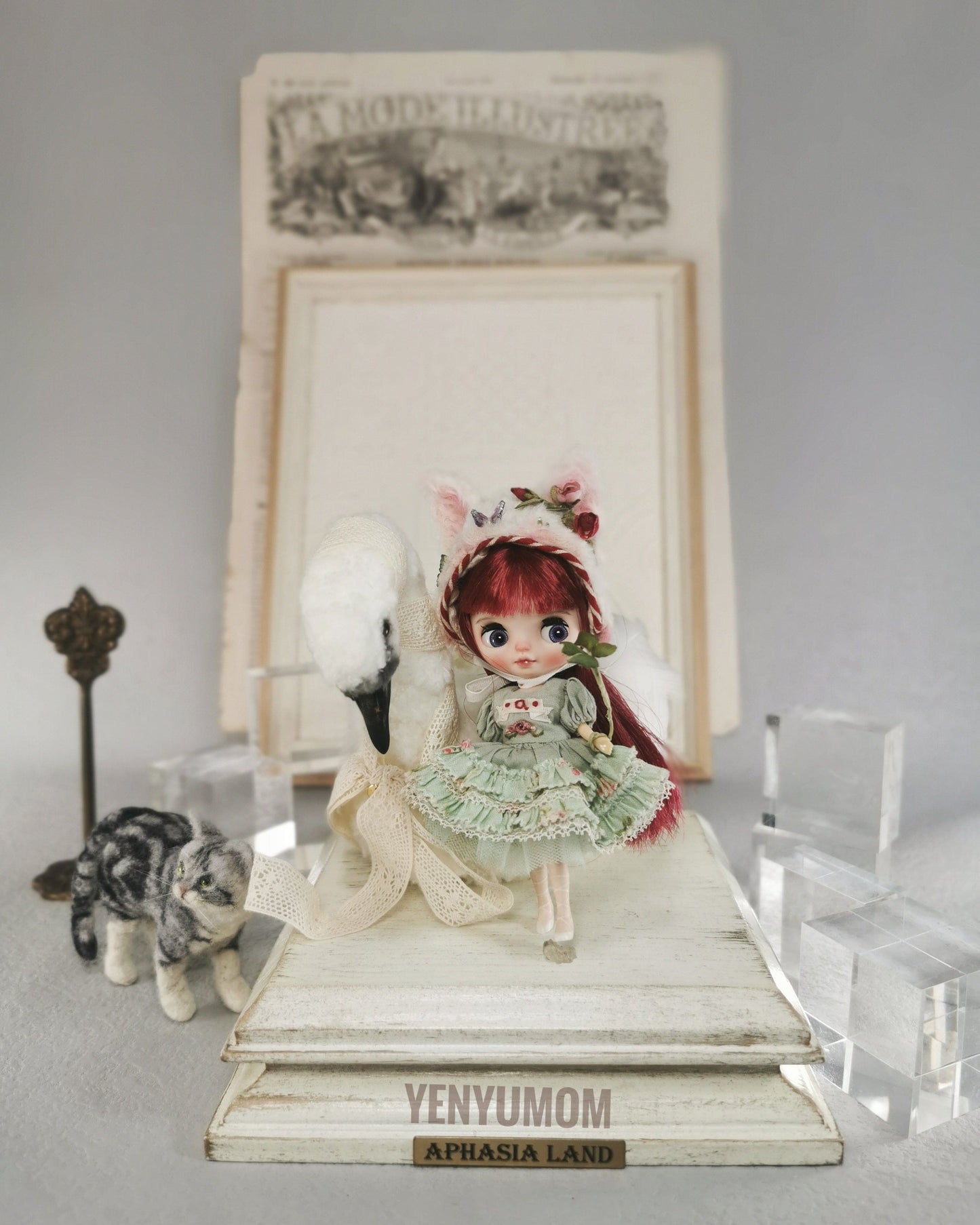 【Yenyumom】Clover Kitty Green Dress Set / Petite Blythe