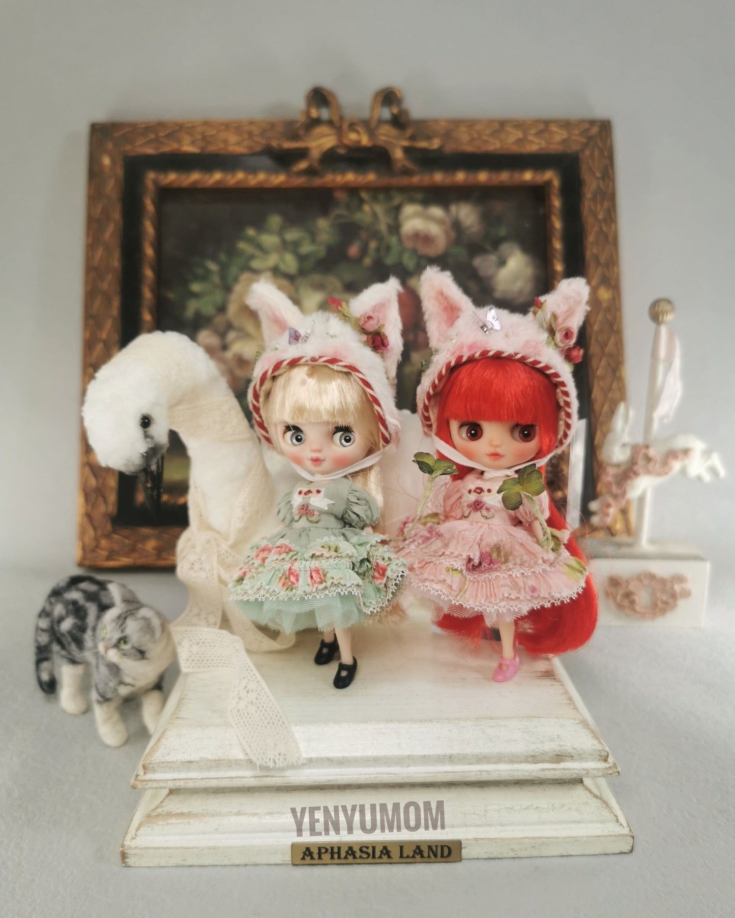 【Yenyumom】Clover Kitty Pink Dress Set / Petite Blythe