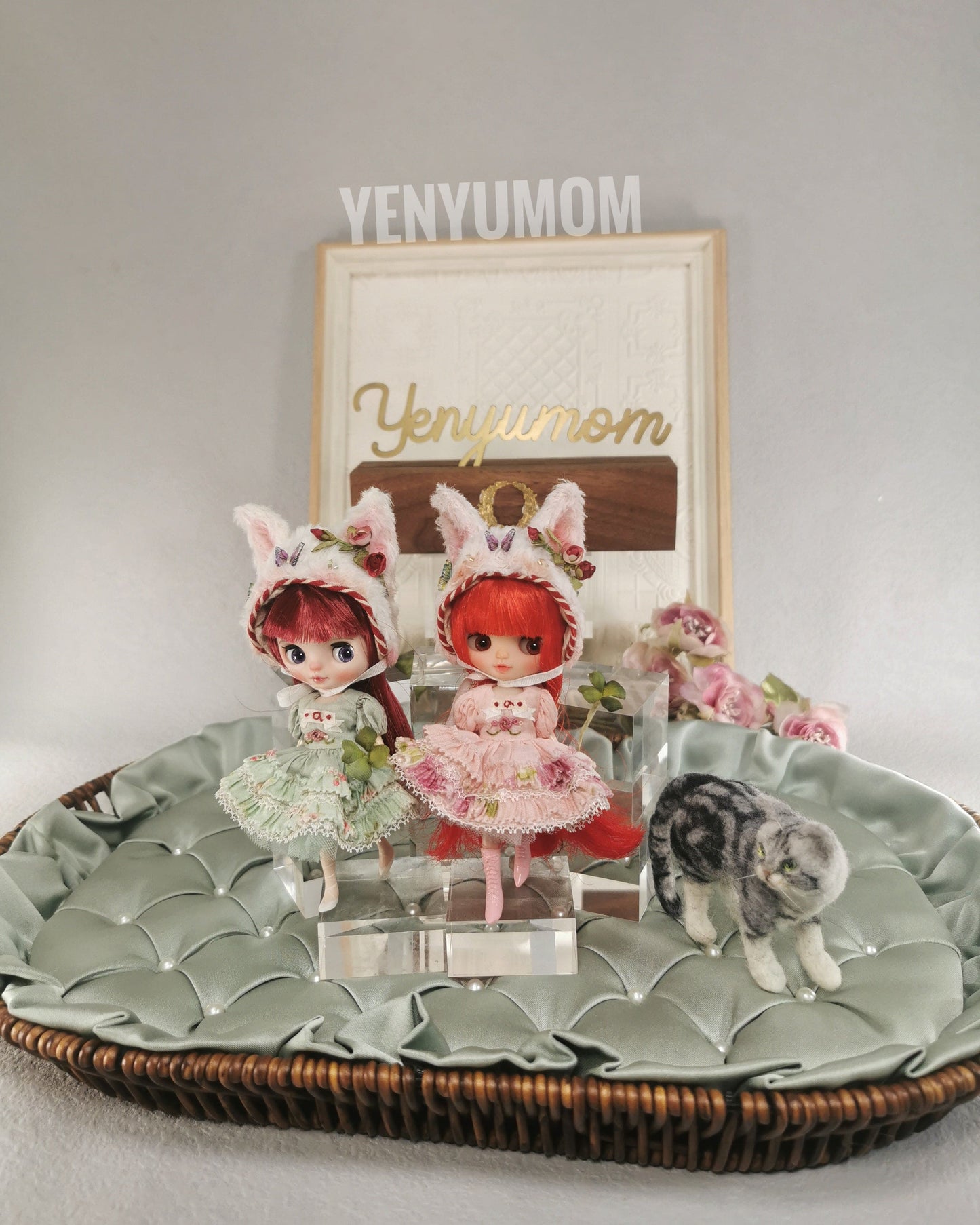 【Yenyumom】Clover Kitty Pink Dress Set / Petite Blythe