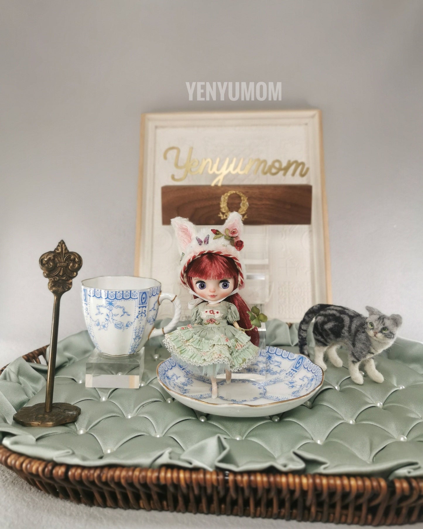 【Yenyumom】Clover Kitty Green Dress Set / Petite Blythe