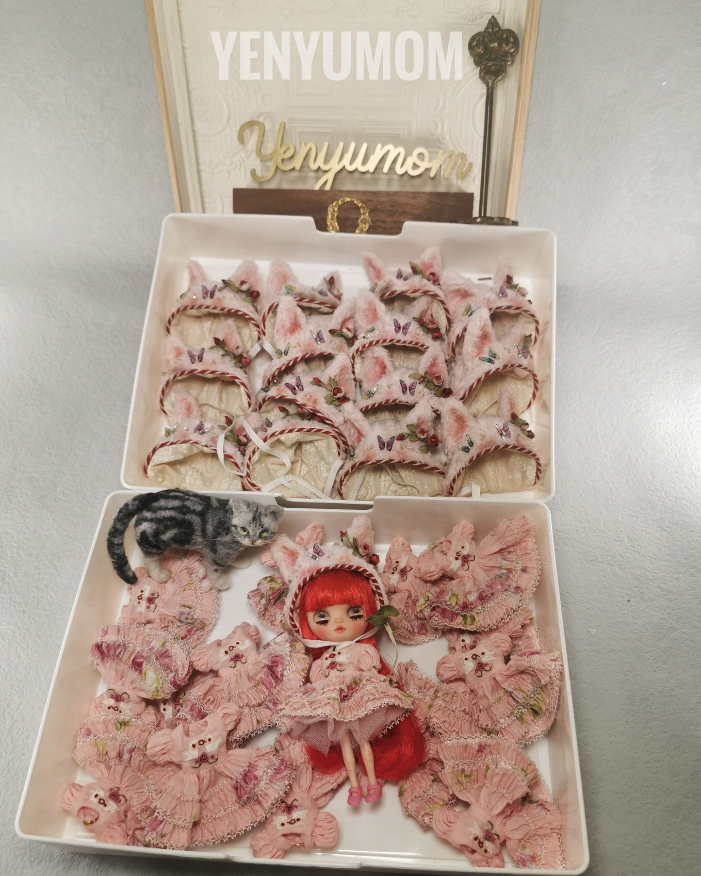 【Yenyumom】Clover Kitty Pink Dress Set / Petite Blythe