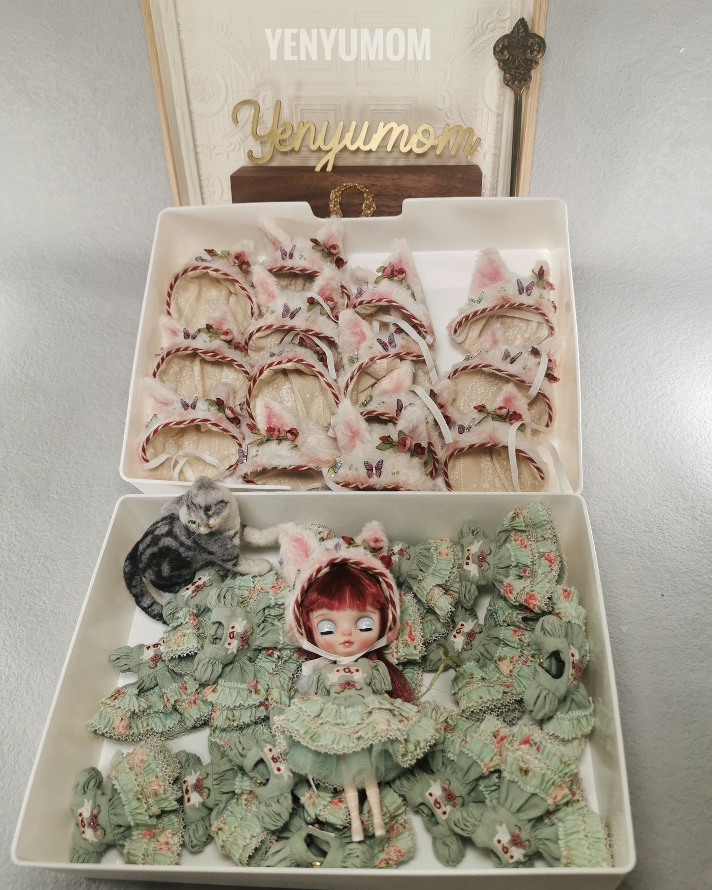 【Yenyumom】Clover Kitty Green Dress Set / Petite Blythe