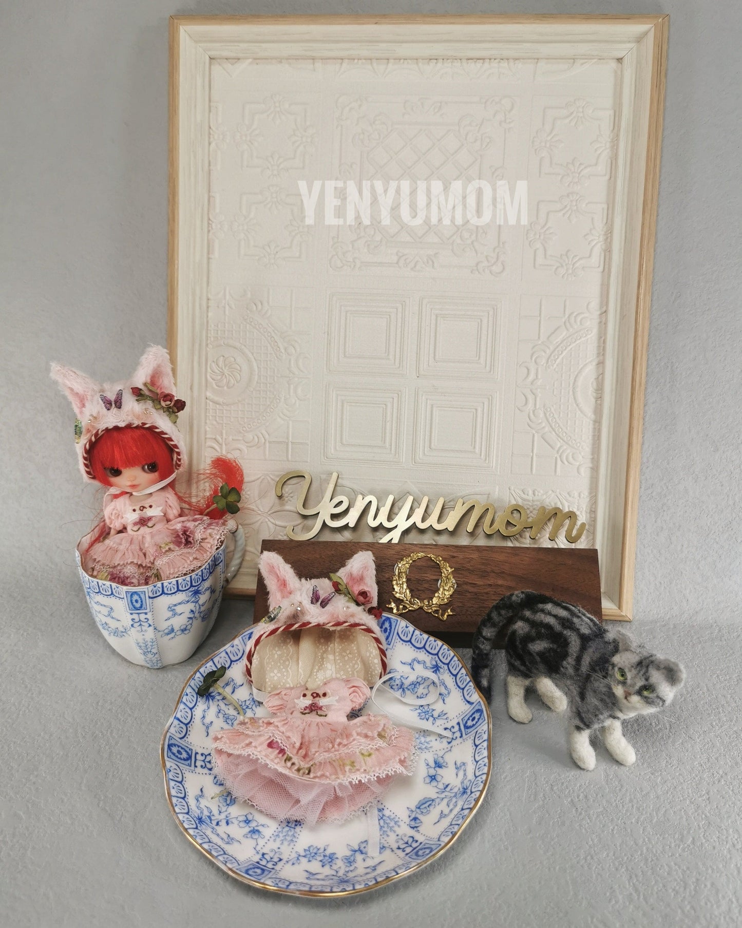 【Yenyumom】Clover Kitty Pink Dress Set / Petite Blythe