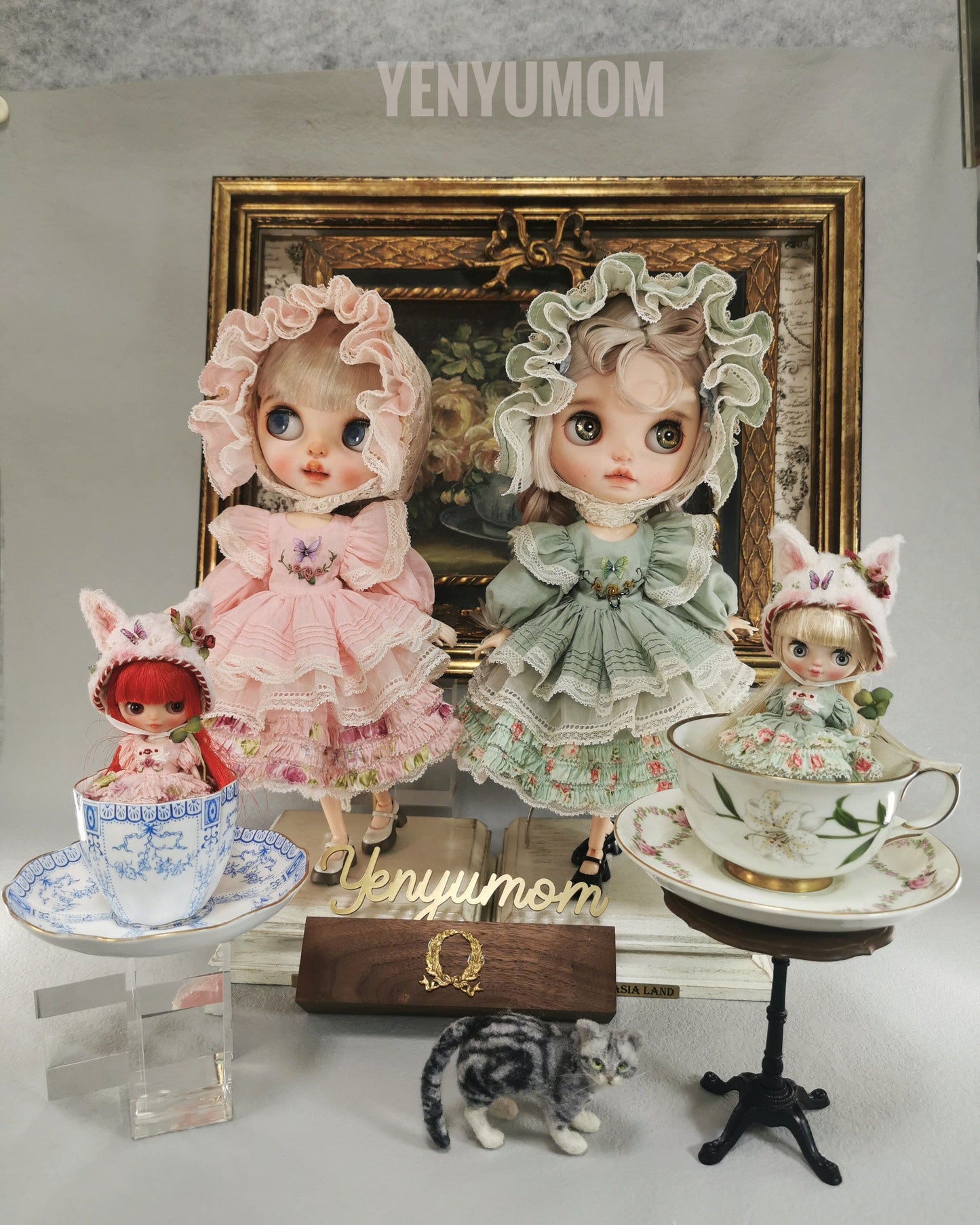 【Yenyumom】Butterfly Embroidery Dress Green Set / Neo Blythe momoko OB24