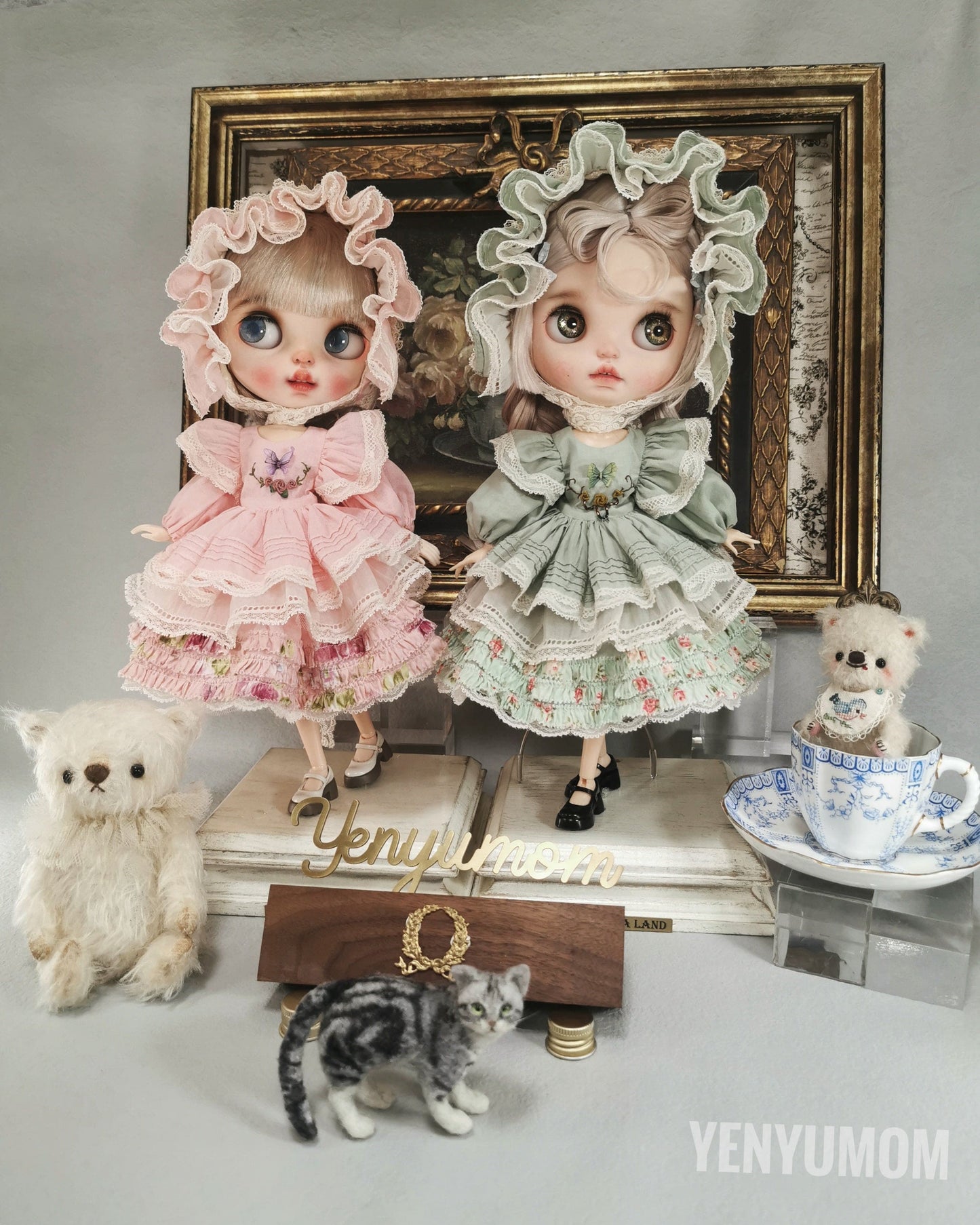 【Yenyumom】Butterfly Embroidery Dress Green Set / Neo Blythe momoko OB24