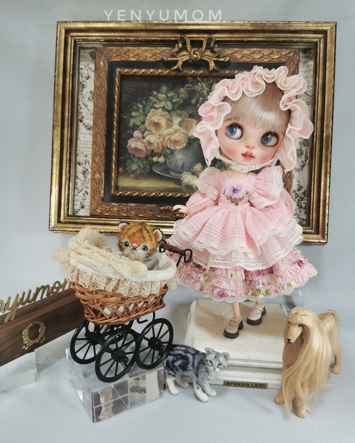 【Yenyumom】Butterfly Embroidery Dress Pink Set / Neo Blythe momoko OB24