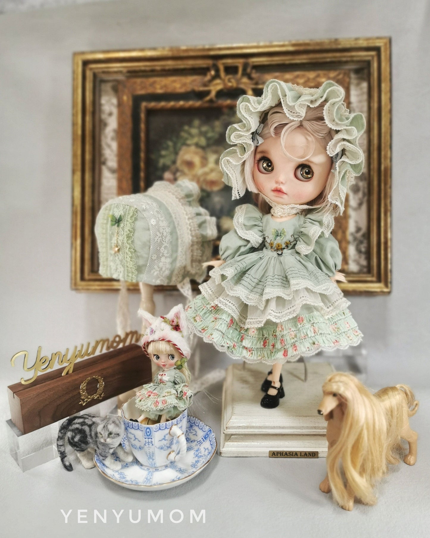 【Yenyumom】Butterfly Embroidery Dress Green Set / Neo Blythe momoko OB24