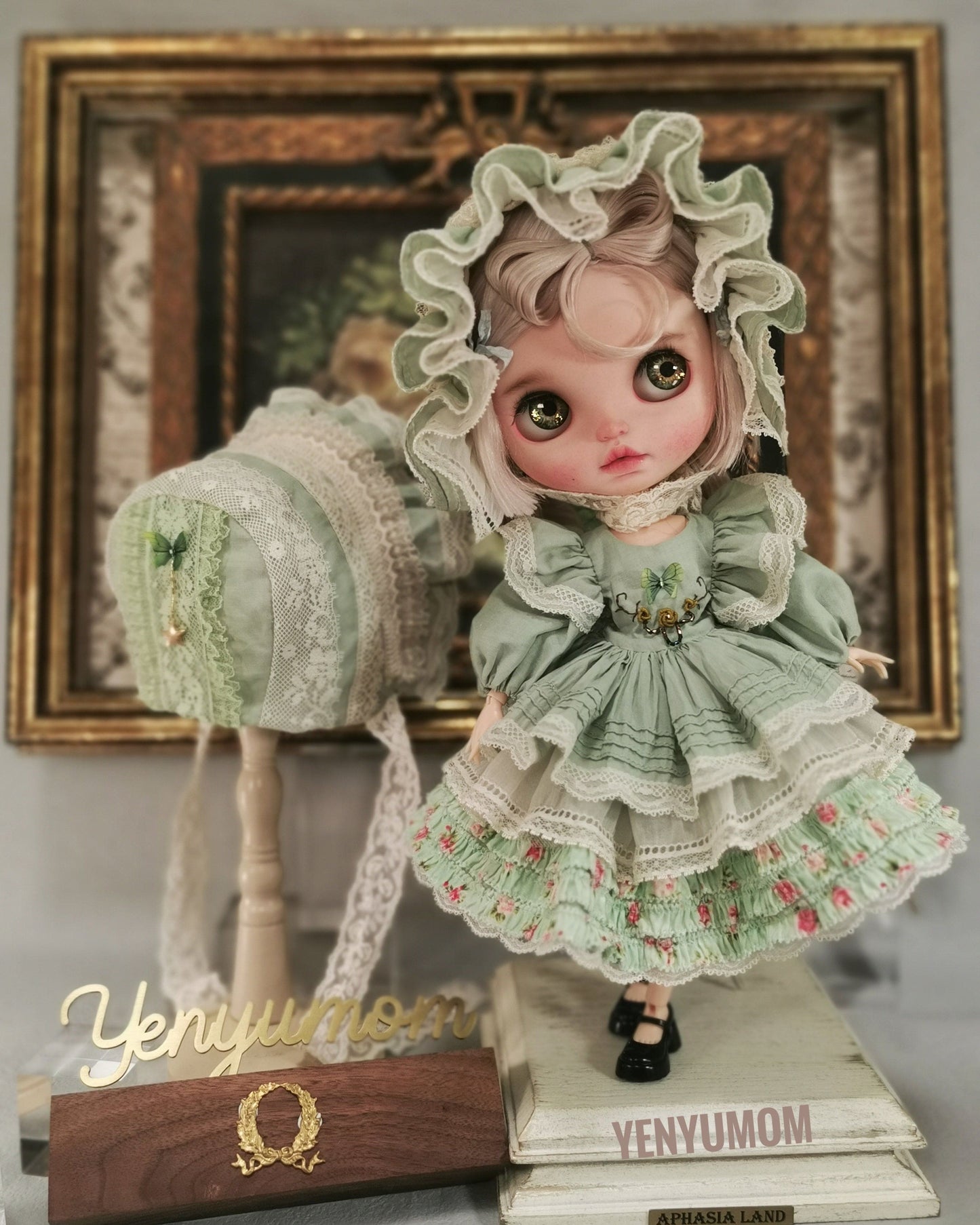 【Yenyumom】Butterfly Embroidery Dress Green Set / Neo Blythe momoko OB24