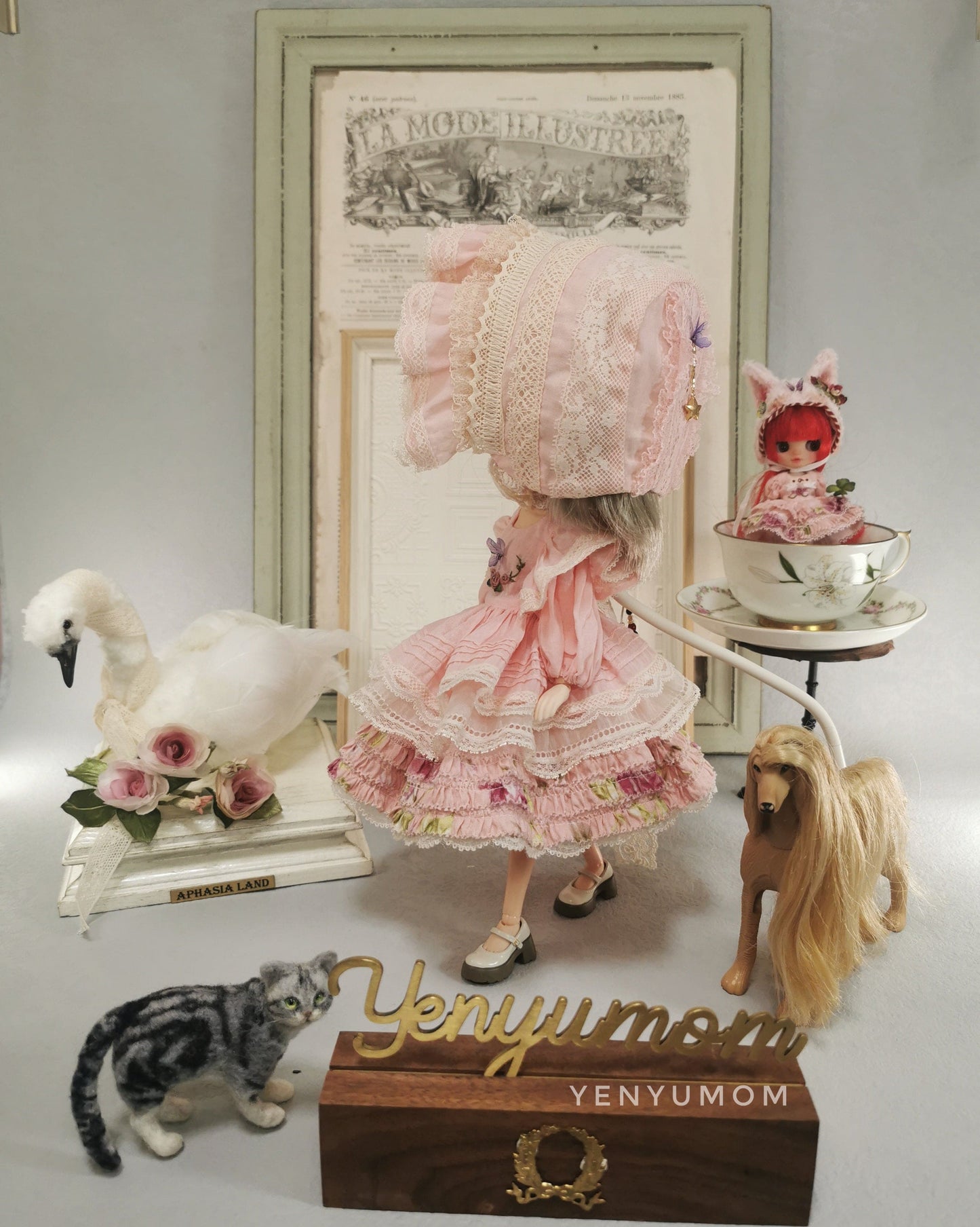 【Yenyumom】Butterfly Embroidery Dress Pink Set / Neo Blythe momoko OB24