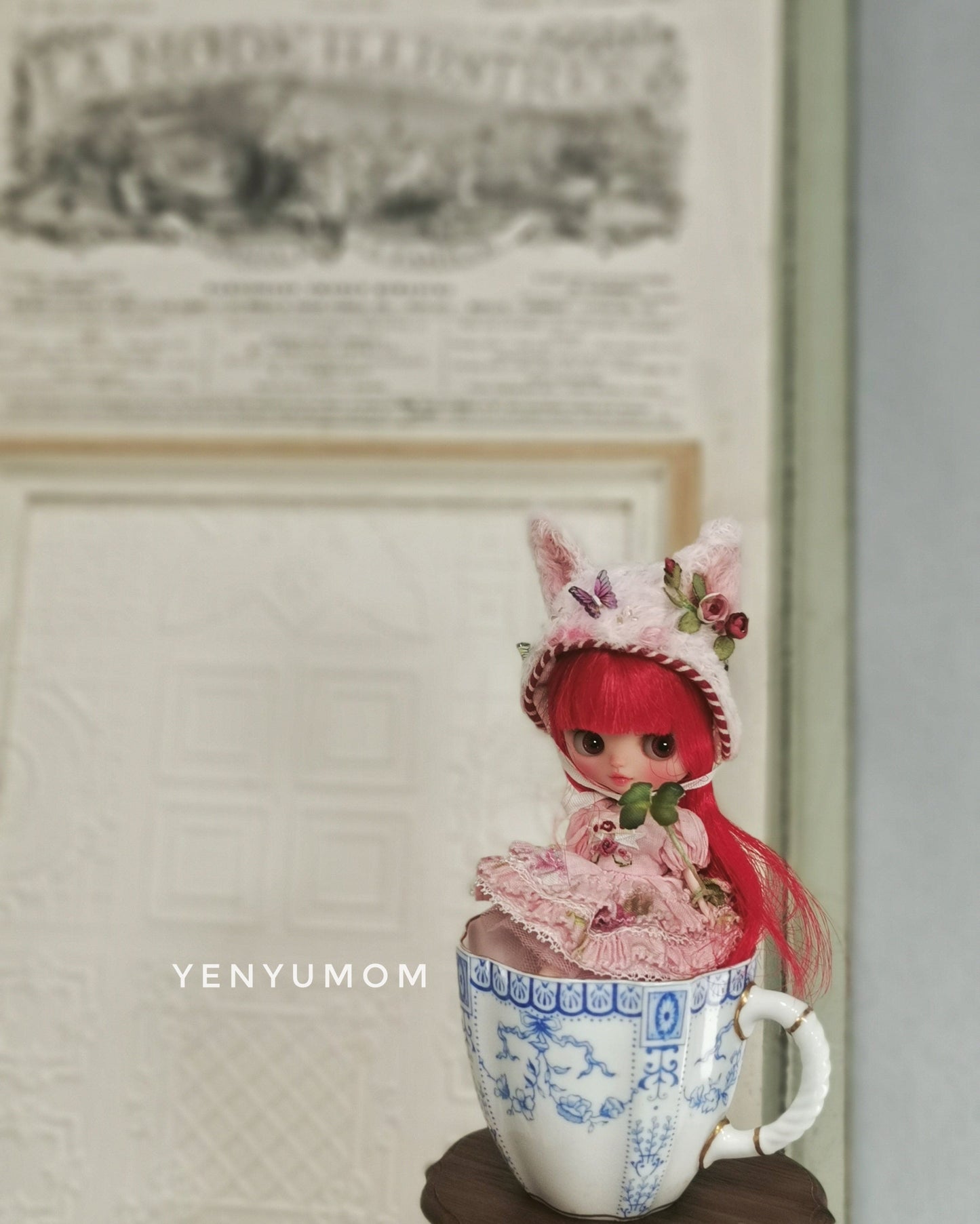 【Yenyumom】Clover Kitty Pink Dress Set / Petite Blythe