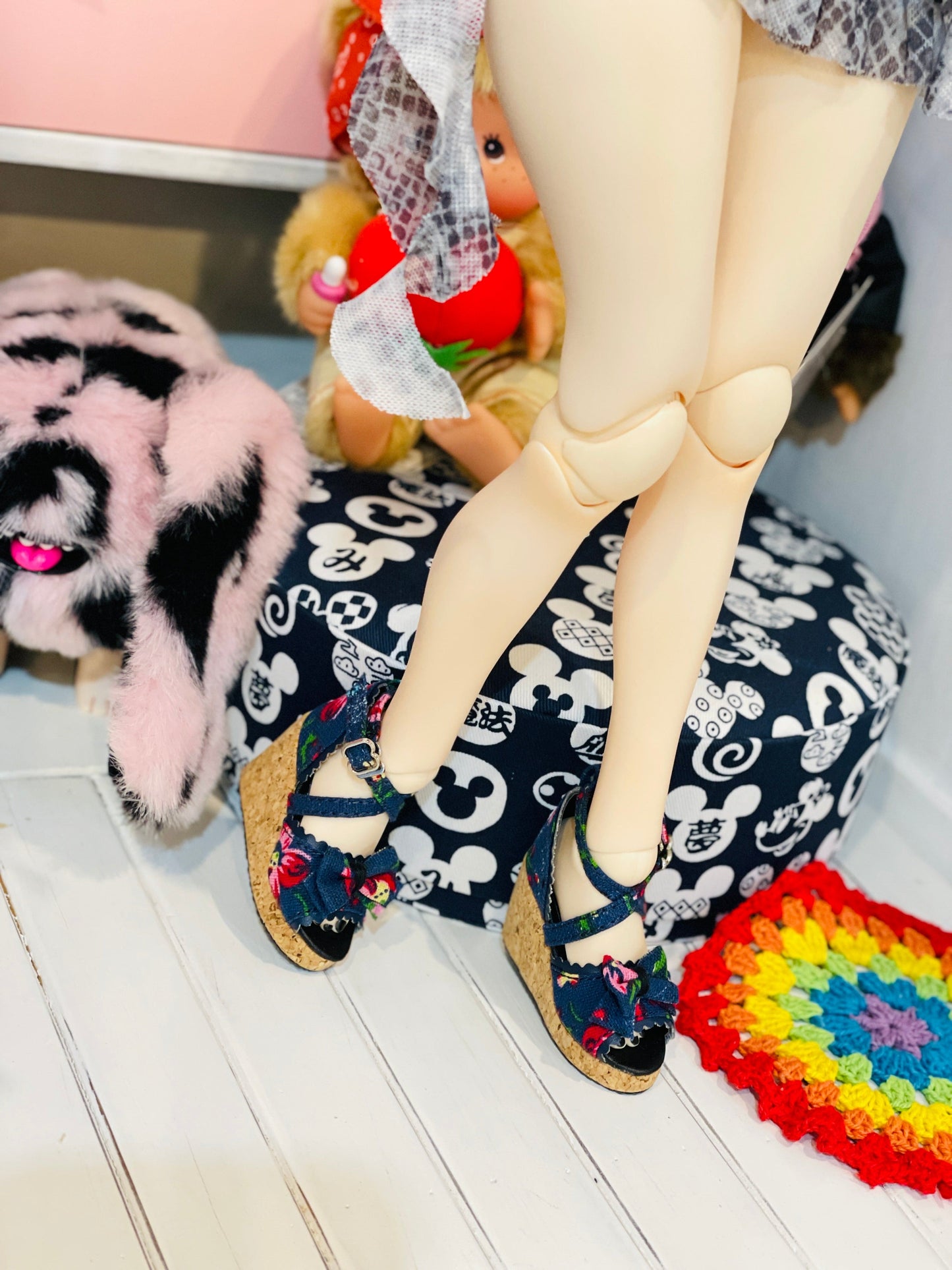 【Angel Philia】楔型跟蝴蝶結涼鞋 多色 / AP MDD AZONE OBITSU BJD 4分 四分 - 紀物書館+JiWu Bookstore