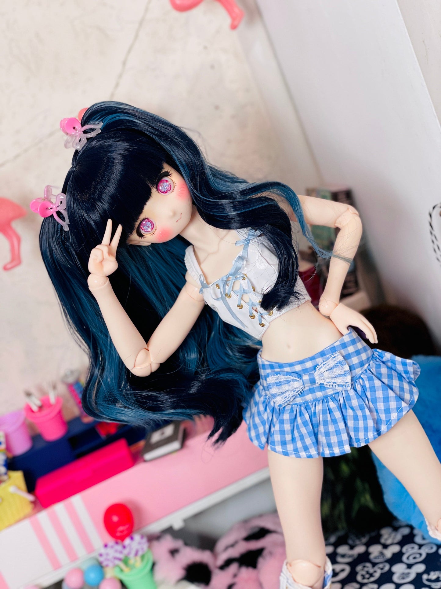 【Dear My Lady】半樹脂閃眼 櫻花 淺紫蝴蝶結 / 16mm BJD 1/3 1/4 iMdaDoll AngelPhilia - 紀物書館+JiWu Bookstore