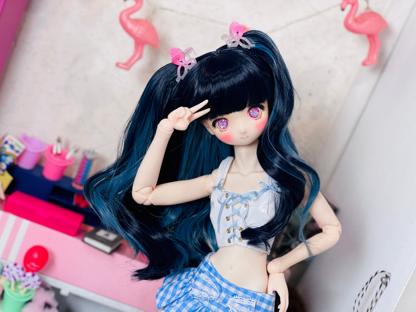 【Dear My Lady】半樹脂閃眼 櫻花 淺紫蝴蝶結 / 16mm BJD 1/3 1/4 iMdaDoll AngelPhilia - 紀物書館+JiWu Bookstore