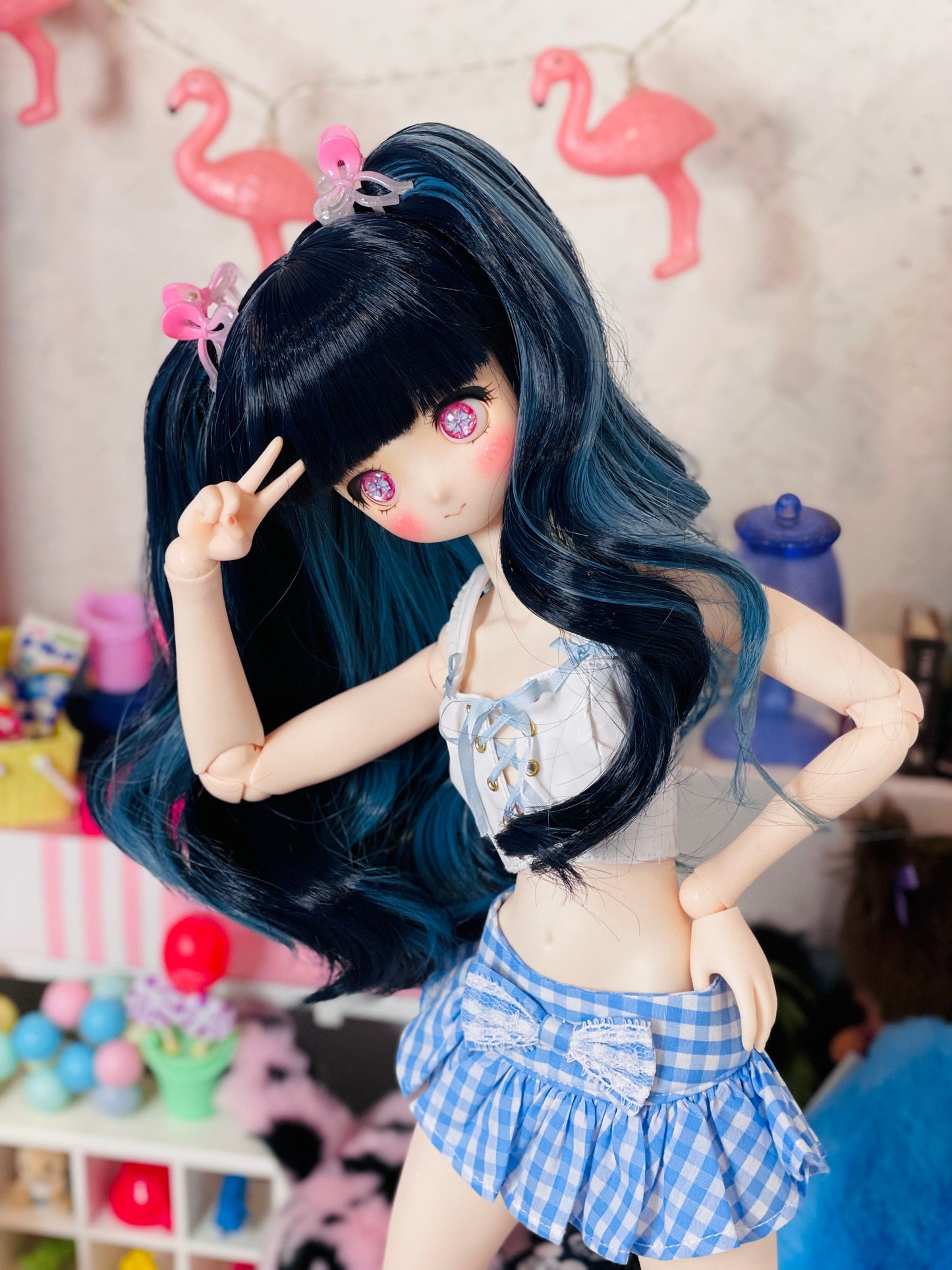 【Dear My Lady】半樹脂閃眼 櫻花 淺紫蝴蝶結 / 16mm BJD 1/3 1/4 iMdaDoll AngelPhilia - 紀物書館+JiWu Bookstore