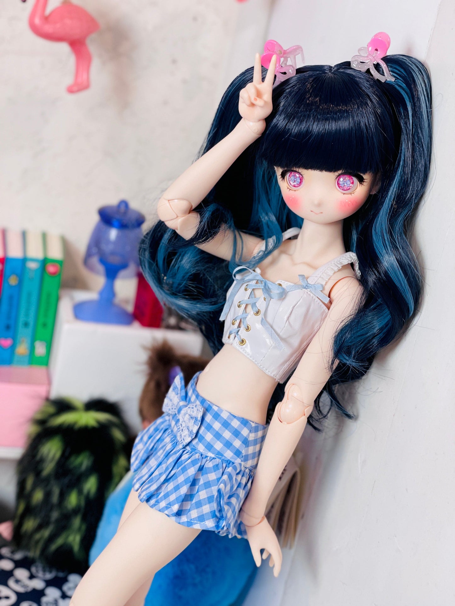 【Dear My Lady】半樹脂閃眼 櫻花 淺紫蝴蝶結 / 16mm BJD 1/3 1/4 iMdaDoll AngelPhilia - 紀物書館+JiWu Bookstore
