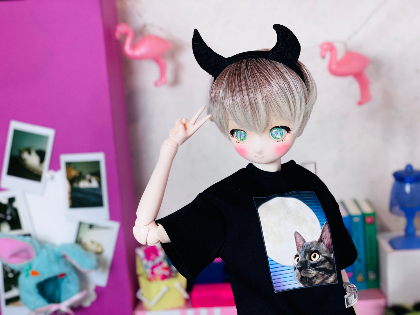 【Dear My Lady】半樹脂閃眼 哈密瓜 淺紫蝴蝶結 / 16mm BJD 1/3 1/4 iMdaDoll AngelPhilia - 紀物書館+JiWu Bookstore