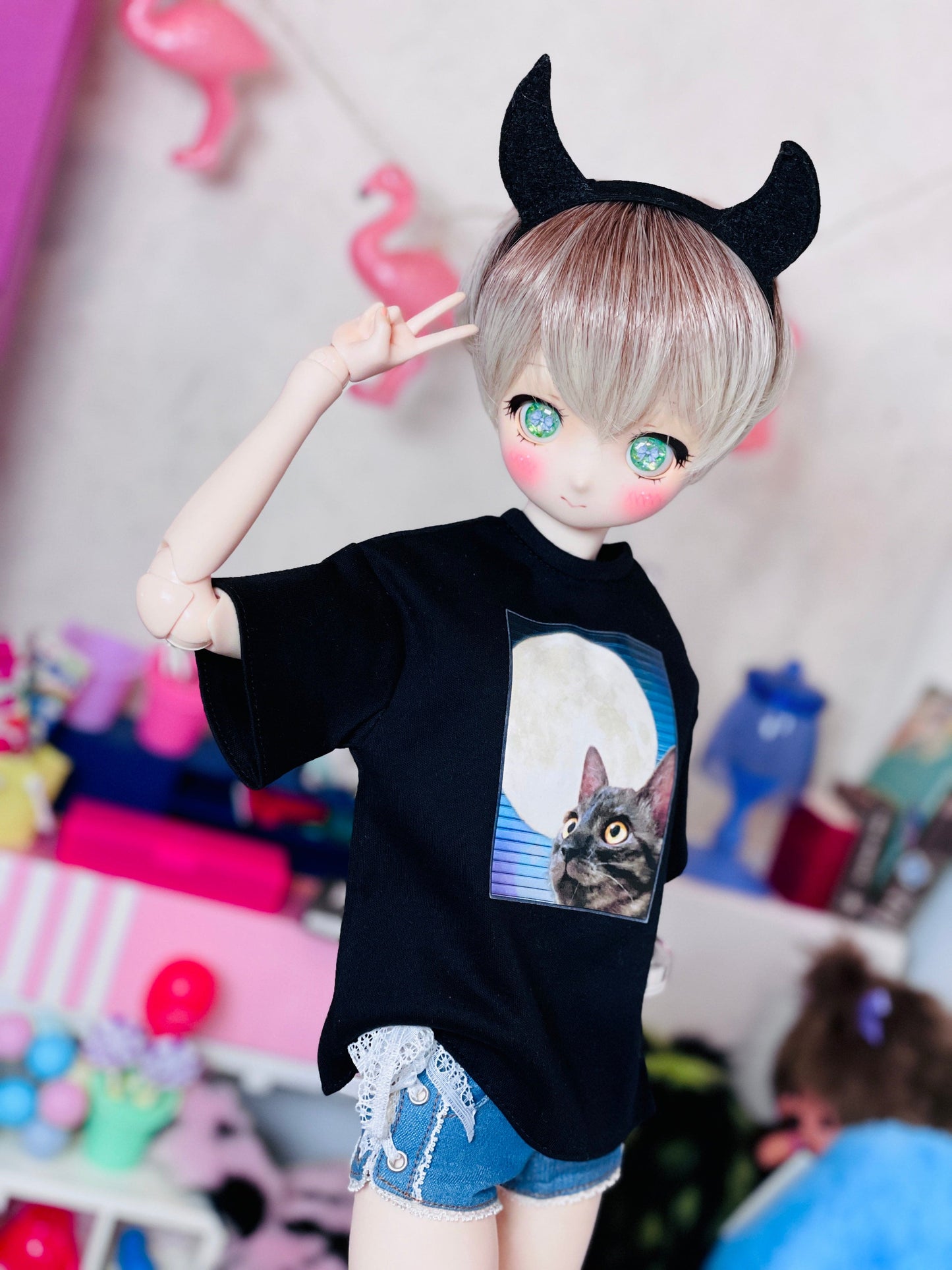 【Dear My Lady】半樹脂閃眼 哈密瓜 淺紫蝴蝶結 / 16mm BJD 1/3 1/4 iMdaDoll AngelPhilia - 紀物書館+JiWu Bookstore