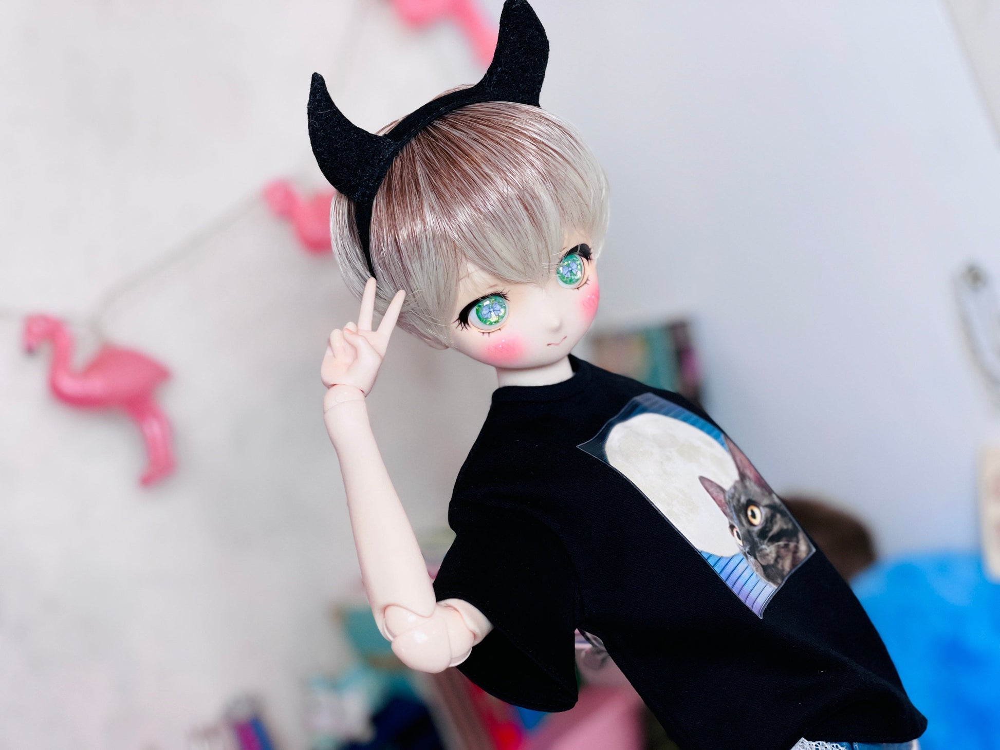 【Dear My Lady】半樹脂閃眼 哈密瓜 淺紫蝴蝶結 / 16mm BJD 1/3 1/4 iMdaDoll AngelPhilia - 紀物書館+JiWu Bookstore