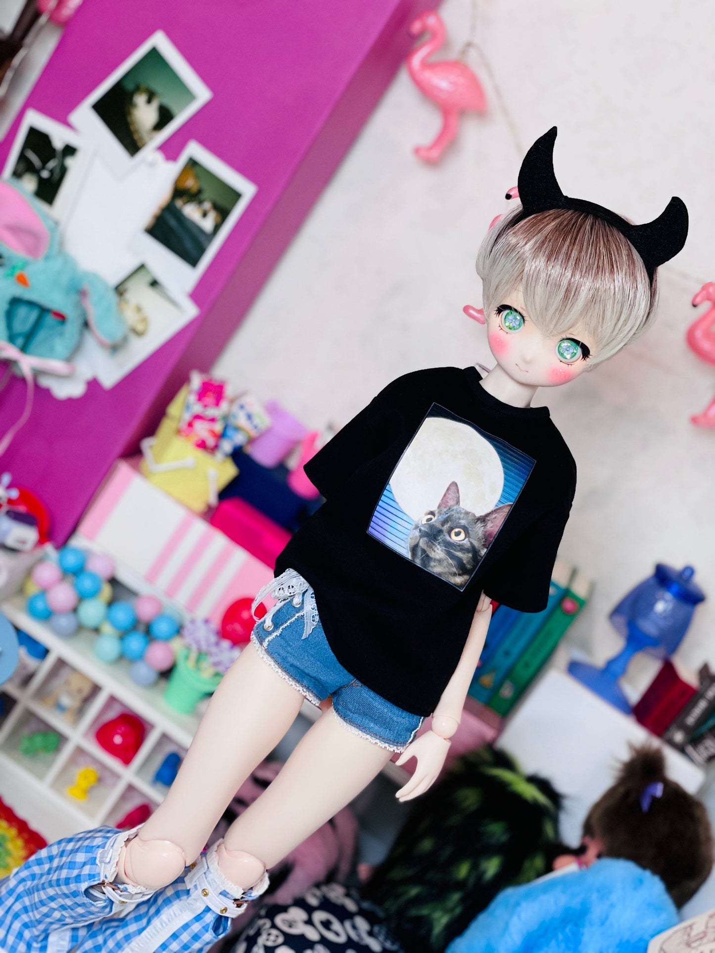 【Dear My Lady】半樹脂閃眼 哈密瓜 淺紫蝴蝶結 / 16mm BJD 1/3 1/4 iMdaDoll AngelPhilia - 紀物書館+JiWu Bookstore