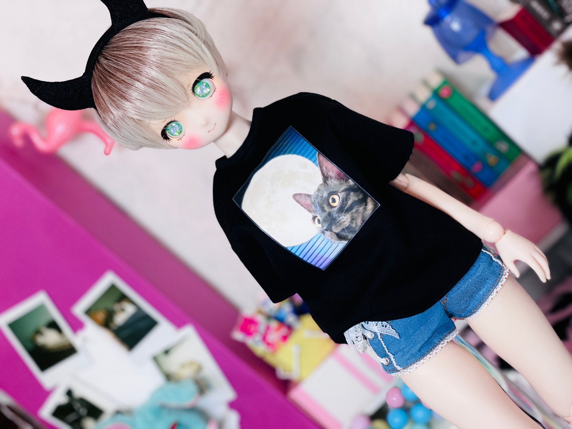 【Dear My Lady】半樹脂閃眼 哈密瓜 淺紫蝴蝶結 / 16mm BJD 1/3 1/4 iMdaDoll AngelPhilia - 紀物書館+JiWu Bookstore