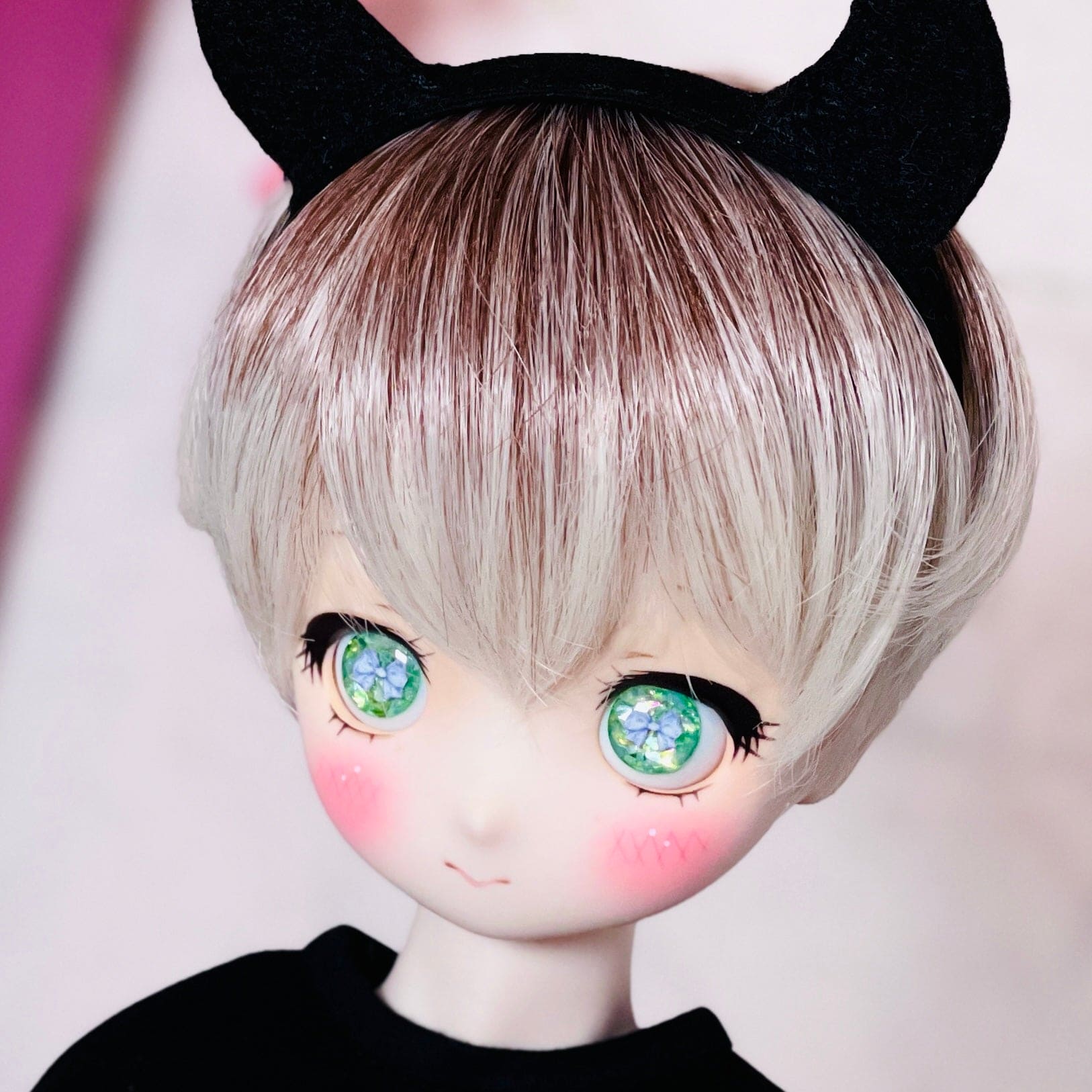 【Dear My Lady】半樹脂閃眼 哈密瓜 淺紫蝴蝶結 / 16mm BJD 1/3 1/4 iMdaDoll AngelPhilia - 紀物書館+JiWu Bookstore
