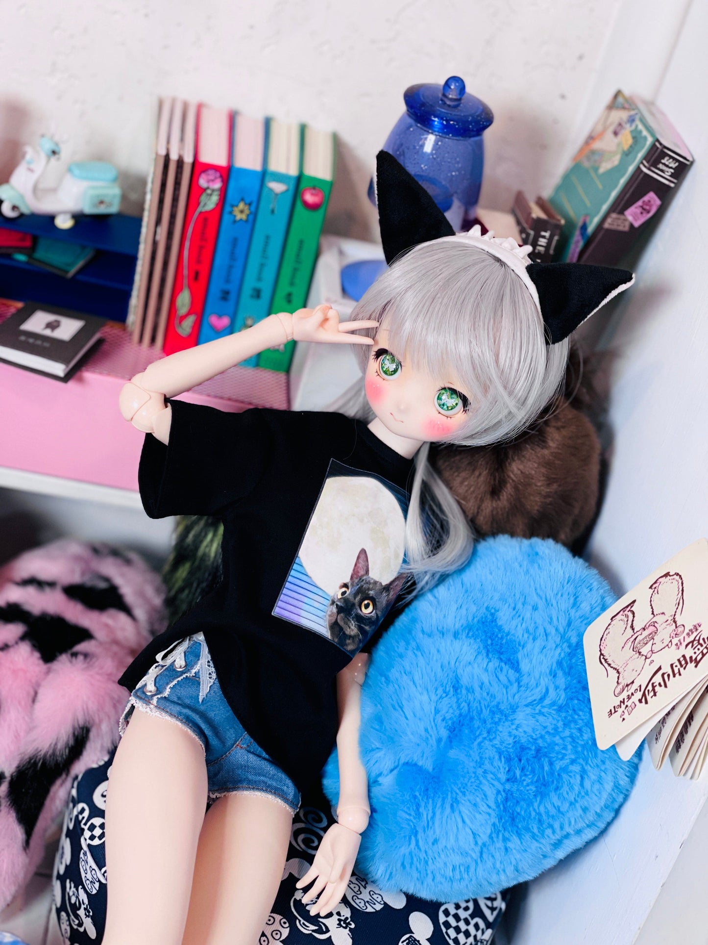 【Dear My Lady】半樹脂閃眼 薄荷茶 白蝴蝶結 / 16mm BJD 1/3 1/4 iMdaDoll AngelPhilia - 紀物書館+JiWu Bookstore